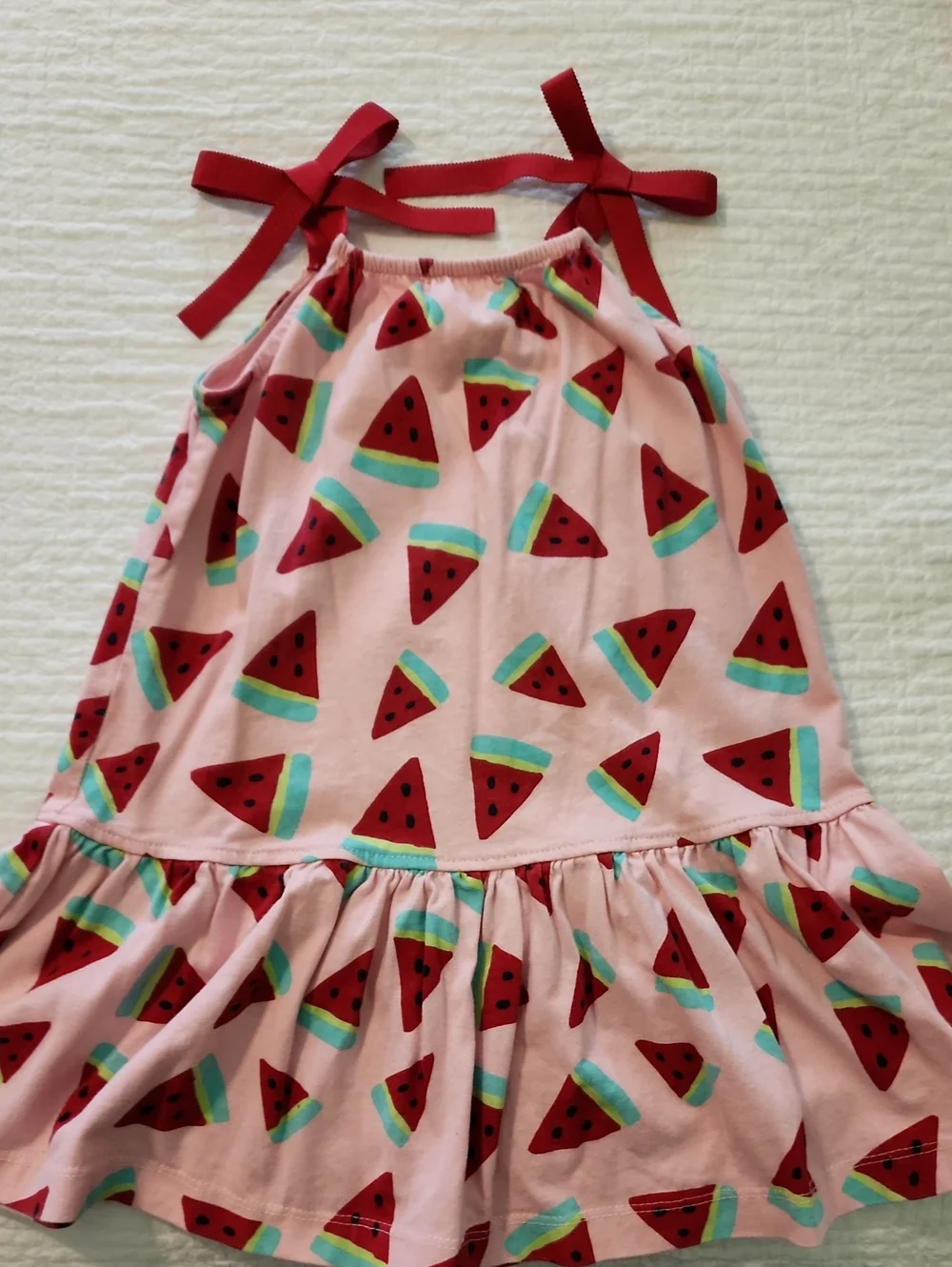 Hanna Andersson Pink Watermelon Print Tie-Strap Dress
